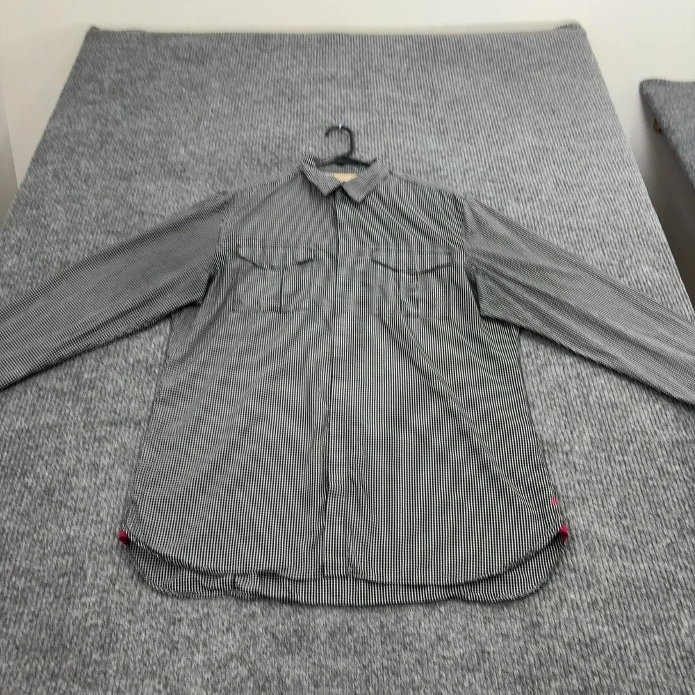 Banana Republic Button Down Men XL Black Cotton Gingham Tailored Slim Fit Casual